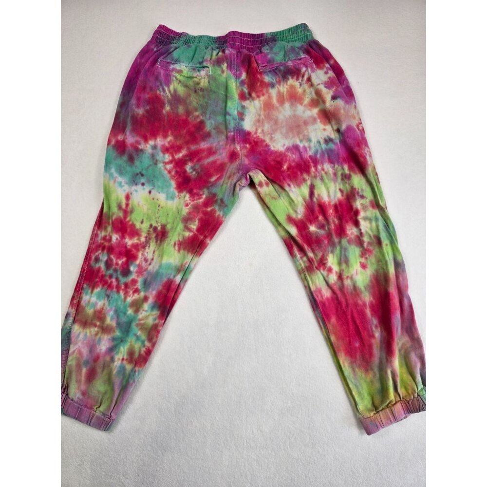 Tie-Dye Jogger Pants Sound Style M Linen Blend Elastic Waist - Picture 7 of 7